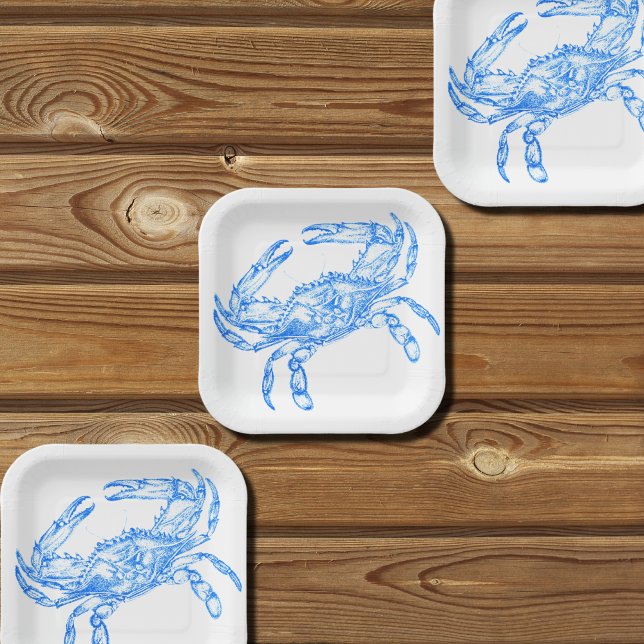 Assiettes En Carton crabe bleu vintage (Créateur téléchargé)