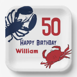 Assiettes En Carton Crabe de homard Bonne fête d'anniversaire
