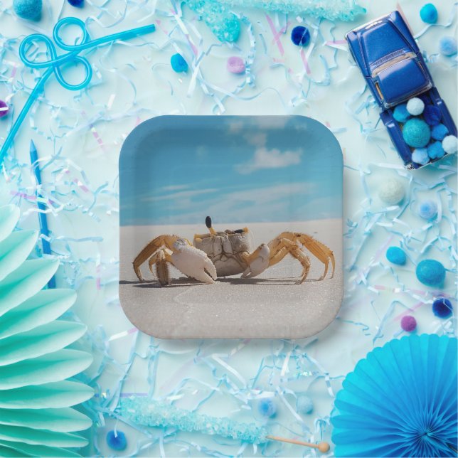 Assiettes En Carton Crabe et plage (Fête)