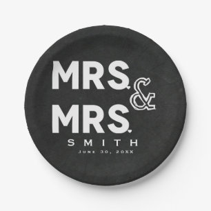 Assiettes En Carton Craie de tableau noir M. & M. Mariage Gay Fiançail