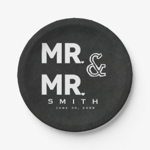 Assiettes En Carton Craie de tableau noir Mariage gay entre M. et M. F