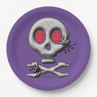 Assiettes En Carton Crâne effrayant Halloween classique araignées effr