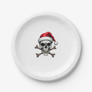 Assiettes En Carton Crâne et os croisés de Noël Pirate Chapeau de Père