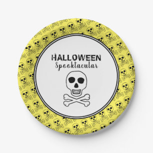 Assiettes En Carton Crâne et os, fête d'Halloween
