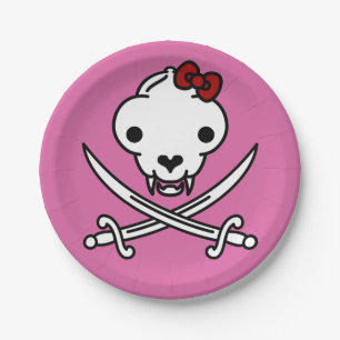 Assiettes En Carton Crâne et os gais de pirate de Kitty