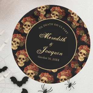 Assiettes En Carton Crâne gothique Rouge Rose Noir Halloween Mariage