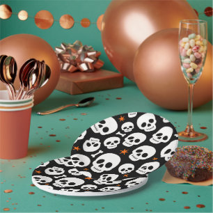 Assiettes En Carton Crâne Mignon Motif Halloween Effrayant