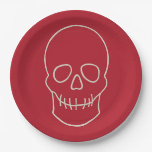 Assiettes En Carton Crâne - sang rouge et os