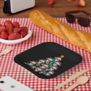 Assiettes En Carton Crâne sapin de Noël Pyjama Cool Skeleton Père Noël