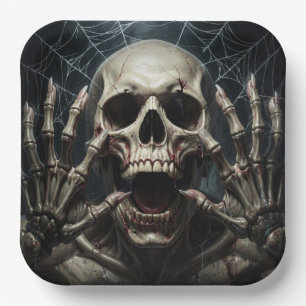 Assiettes En Carton Crâne terrifiant hurlement fête d'Halloween horreu