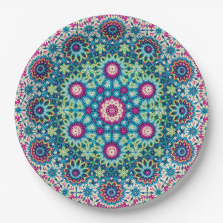 Assiettes En Carton Cravate arc-en-ciel géométrique Mandala 5 Motif