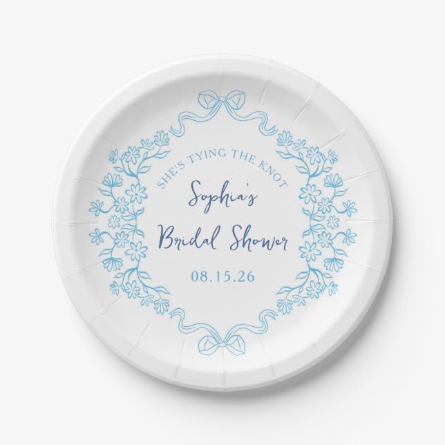 Assiettes En Carton "Cravate du noeud" quelque chose de bleu Bow Fête  (Devant)