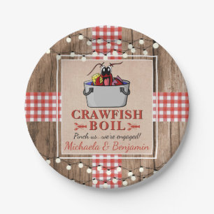 Assiettes En Carton Crawfish Boil Homard Rustic Engagement Party