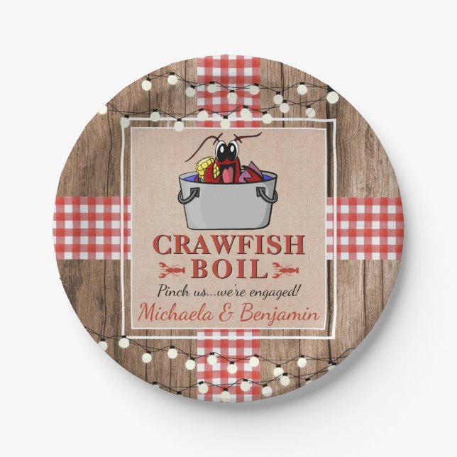 Assiettes En Carton Crawfish Boil Homard Rustic Engagement Party (Devant)