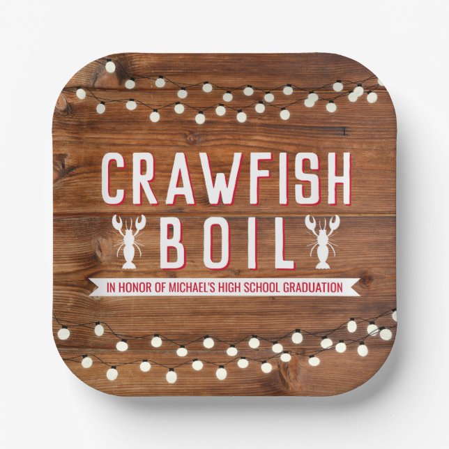 Assiettes En Carton Crawfish Bouillonnement Graduation Réunion Homard  (Recto)