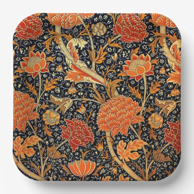 Assiettes En Carton Cray, un motif de William Morris, (Recto)