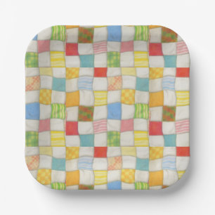 Assiettes En Carton CRAZY QUILT 7" Plaques papier Carré