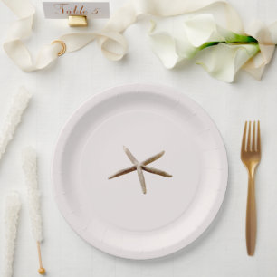 Assiettes En Carton Cream Blush Starfish Beach Wedding