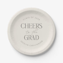 Cream Gray Personalized Cheers Grad Party