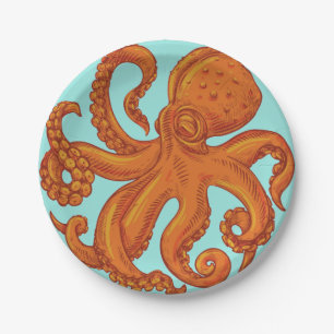 Assiettes En Carton Créature de la mer glissante Tentacles longs de p