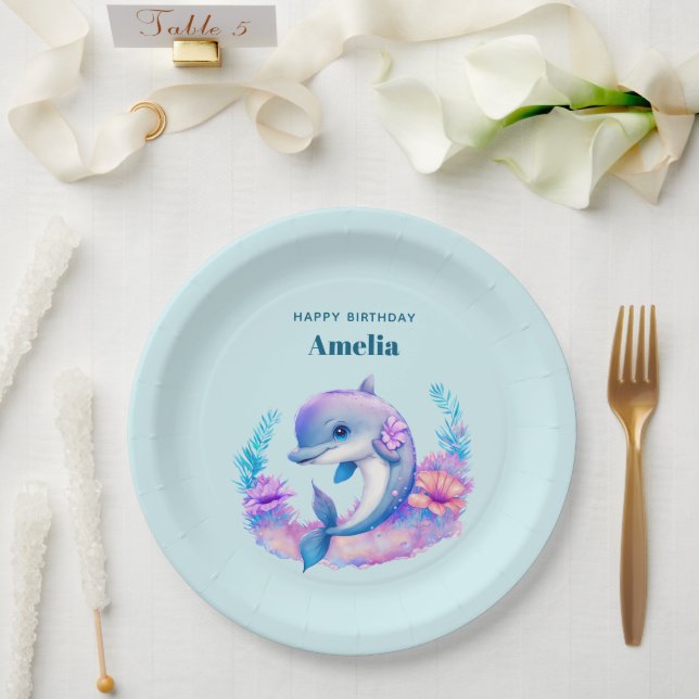 Assiettes En Carton Créature Mer Dauphin Cute Anniversaire (Mariage)