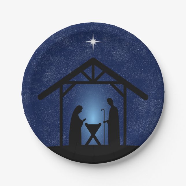 Assiettes En Carton Crèche de Noël Religieuse (Devant)
