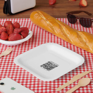 Assiettes En Carton Créer votre propre code QR Noir et blanc