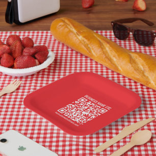 Assiettes En Carton Créez instantanément votre propre code QR Rouge