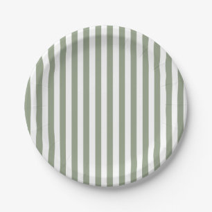 Assiettes En Carton Créez votre propre Motif à rayures blanches Sage G