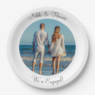 Assiettes En Carton Créez votre propre nom de Fiançailles photo Couple