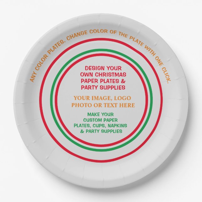 Assiettes En Carton Créez votre propre papier de fête de Noël personna (Devant)