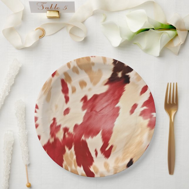 Assiettes En Carton Crème blanche rouge Cowgirl occidentale (Mariage)