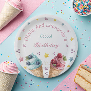 Assiettes En Carton Crème de glace Cool Anniversaire de la fête Papier