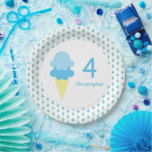 Assiettes En Carton Crème de glace Enfants d'été Anniversaire