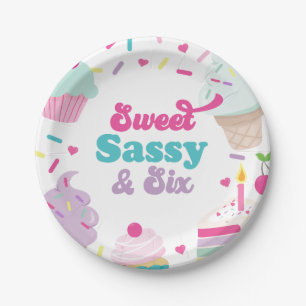 Assiettes En Carton Crème glacée et gâteau sucré Sassy Six 6e annivers