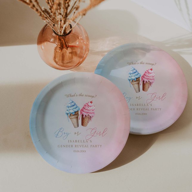 Assiettes En Carton Crème glacée Genre Reveal What's The Scoop (Créateur téléchargé)