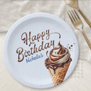 Assiettes En Carton Crème glacée Scoop Boys Anniversaire