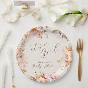 Assiettes En Carton Crème Vintage Floral Fall C'est un Baby shower fil