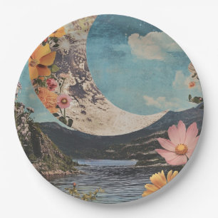 Assiettes En Carton Crescent Moon sur un paysage serein