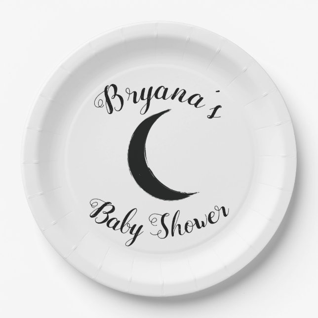 Assiettes En Carton Crescent noir Lune sombre Astrologie Zodiac Party (Devant)