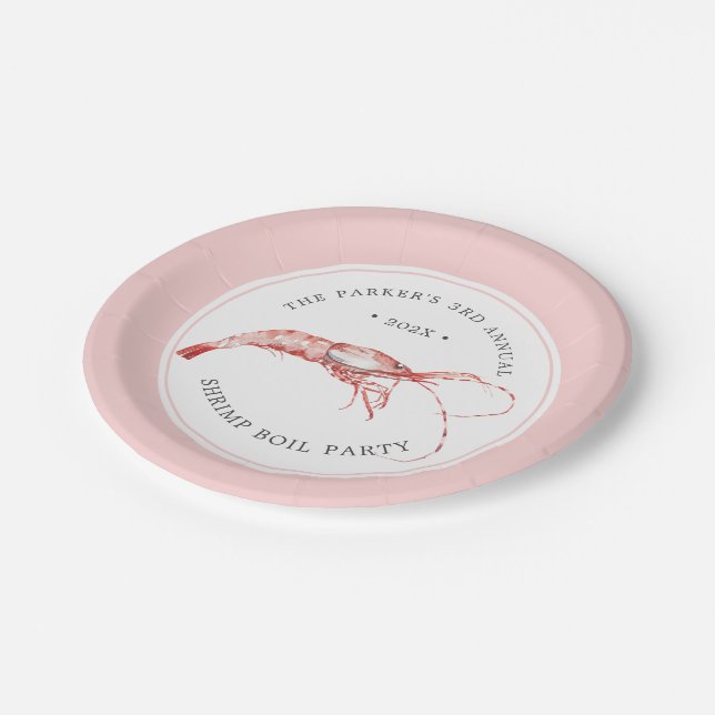 Assiettes En Carton Crevette bouillie| Thème de fruits de mer (Angle)