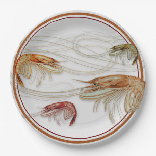 Assiettes En Carton Crevettes Tourbillonnant Antennes Plaques de papie