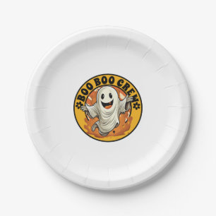 Assiettes En Carton Crew Boo Fleur super Halloween Orange Ghost