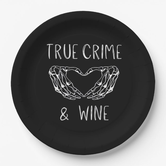 Assiettes En Carton Crime Et Vin Squelette Mains (Devant)