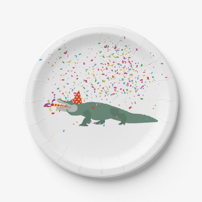 Assiettes En Carton Crocodile d'alligator - Animaux ayant une fête (Devant)