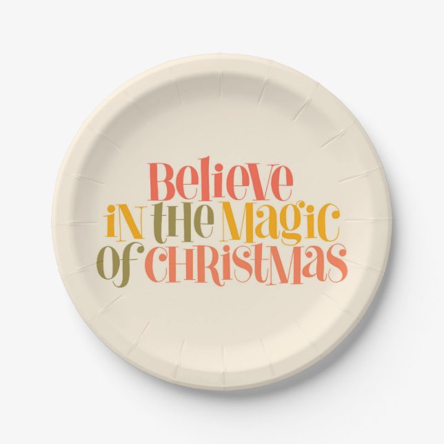 Assiettes En Carton Croire à la magie de Noël - Style rétro (Devant)