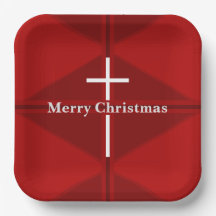 Croix chrétienne de Noël rouge