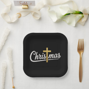 Assiettes En Carton Croix de Noël Famille correspondant Jésus Idée cad