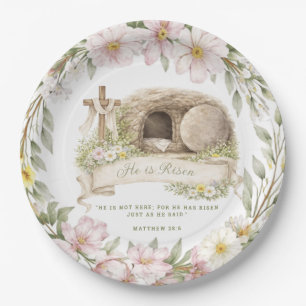 Assiettes En Carton Croix et Tombeau Jour de Résurrection