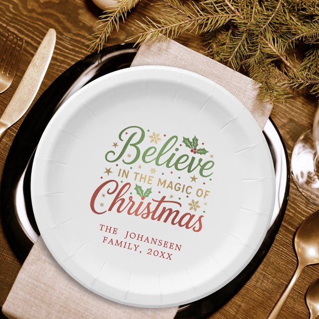 Assiettes En Carton Croyez en Noël Simple Fête de Noël Moderne (Créateur téléchargé)